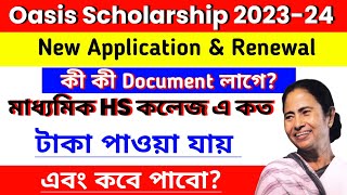 Oasis Scholarship 202425 New Application amp Renewal Korte Document Ki Ki Lage Renewal Kivabe korbo [upl. by Nosneb]