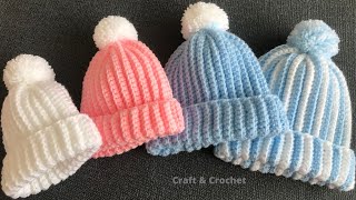 Easy amp fast crochet baby hatcrochet beaniecrochet for beginners [upl. by Vincenta447]