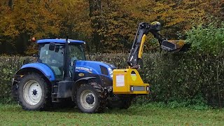 Hedge Cutting with New Holland T7185 and Front Mounted McConnel trimmer  Hedge Cutting 2022 [upl. by Hans]