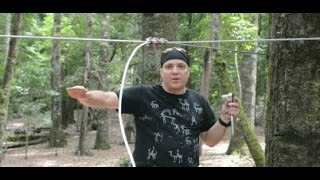 Zipline Tutorial  How to tension a Zip Line wo turnbuckle [upl. by Adianes]