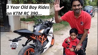 3 Year Old KID Rides on KTM RC 390 My SON SID [upl. by Flita]