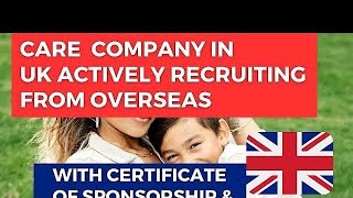 Quickly send your application to this Care Company in UK  Hiring with Certificate of Sponsorship [upl. by Conlin]