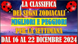 La Classifica dei Segni Zodiacali Migliori e Peggiori per la Settimana dal 16 al 22 Dicembre 2024 [upl. by Leaj]