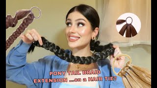 CHATTY BRAID EXTENSION ON A HAIR TIE  first impression  Lullabellz 34quot Ponytail Braid Extension [upl. by Rheims]