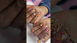 Fall nails for a hair braider nailart pumpkinnailart leaves 🍁🍁🍁🍁 [upl. by Nyrhtac713]