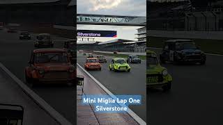 Mini Miglia Silverstone Lap One Action amp Damage [upl. by Munniks]