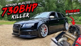 THIS REAR MOUNT TURBO 730BHP V8 AUDI RS4 IS UNBELIEVABLY FAST [upl. by Husein]