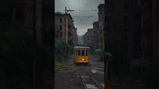 Tram in Abandoned City train tram aigenerated nowar peace stopwar [upl. by Grochow]