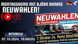 Montagsdemo Bitterfeld mit Björn Banane 🇩🇪🕊07102024 18Uhr [upl. by Yllak]