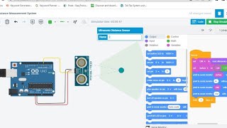 Ultrasonic sensor tinkercad in English  Distance measure  tinkercad circuits  code [upl. by Ayita753]