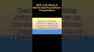 EPP 4 Q1 Week 6 MATATAG PowerPoint Presentation matatagcurriculum matatag grade4 [upl. by Enileme]