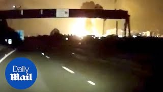 Dash cam footage captures moment of explosion at Tata Steel factory [upl. by Leanora]