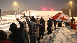 RAW Protesting trucker convoy rolls into Kingston [upl. by Yelrak]