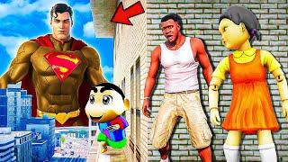 Franklin and Shinchan amp Pinchan play HIDE AND KILL with Squid Game Doll In GTA 5 [upl. by Dnalyr392]