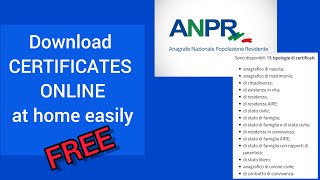 How to download Certificates from ANPR  anpr certificati online  anpr anagrafe [upl. by Guthry927]