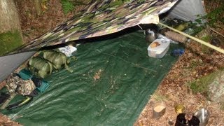 STEALTH WILD CAMP Swedish Army Trangia Cooking Tarp Set Up NightDay In The Woods [upl. by Ardnaeed]