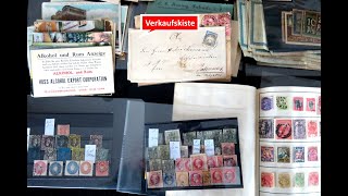 Briefmarken Verkaufsfilm Schatzsuche und Verkauf Kommissionskiste 9 mit Briefmarken Briefen usw [upl. by Odlopoel]