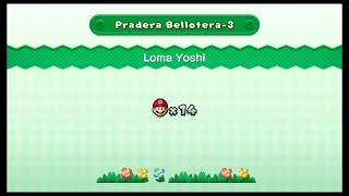 New Super Mario Bros U Pradera Bellotera  3 Loma Yoshi [upl. by Yornoc]