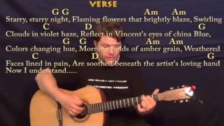 Vincent quotStarry Starry Nightquot Don McLean Strum Guitar Cover Lesson with ChordsLyrics [upl. by Adabel]