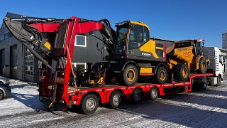 Nakládání strojů na podvalník a přeprava s Volvo FH [upl. by Jory]