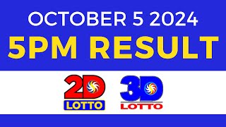 5pm Lotto Result Today October 5 2024  PCSO Swertres Ez2 [upl. by Nilrac355]