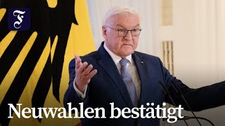 Steinmeier bestätigt Zeitplan für Neuwahlen [upl. by Anitirhc]