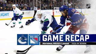 Canucks  Rangers 18  NHL Highlights 2024 [upl. by Mackoff]