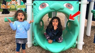 Sally HIDE AND SEEK Pretend Play with Deema at the playground [upl. by Eylrac286]