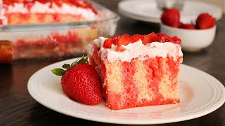 Easy Strawberry Jello Poke Cake  So Delicious [upl. by Dalury]