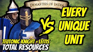 TEUTONIC KNIGHT  LEITIS vs EVERY UNIQUE UNIT Total Resources  AoE II DE [upl. by Cari]