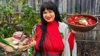 Beautiful Ukrainian Girl Cooks Borscht in a Wild Village How to Live and Cook in Ukrainian Villages [upl. by Teahan]