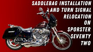 Detailed Viking Saddlebag Installation and Turn Signal Relocation On Harley Sportster Seventy Two [upl. by Tullusus704]