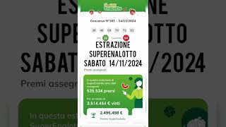 Estrazione Superenalotto Sabato 14112024 lotto metodilotto 10elotto previsionilotto shorts [upl. by Elad893]