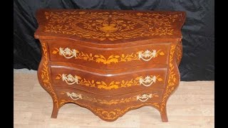 Dutch Marquery Bombe Commode Chest Drawers [upl. by Ponce]