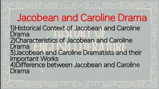 Jacobean and Caroline Drama in Urdu Hindi  History of English Literature [upl. by Katy]