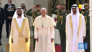 Cérémonie de bienvenue du pape François aux Emirats Arabes Unis [upl. by Mahseh]