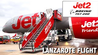 4K HDR Jet2com Boeing 757200 Flight Manchester Airport  Lanzarote [upl. by Ulick]