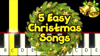 5 Very Easy Famous Christmas Songs 5  Slow and Easy Piano Tutorial  Beginner [upl. by Lyford]