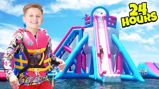 24 HOUR Extreme WATER TRAMPOLINE CHALLENGE [upl. by Carmelina]