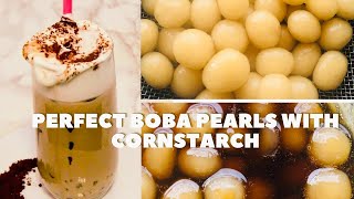 BOBA PEARLS WITH CORNSTARCH RECIPE  HOW TO MAKE PERFECT BOBA FOR BUBBLE COFFEE  BUBBLE COFFEE [upl. by Buine]