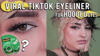 how to do eyeliner tape hack for hooded eyes brynne marie signature  in depth makeup tutorial [upl. by Nylaf]