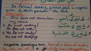 Negation of the Present Tense in Arabic نفي الفعل المضارع [upl. by Yremogtnom]