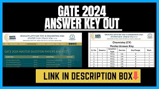 GATE 2024 OFFICIAL ANSWER KEY OUT GATE 2024 CUTOFFHOW TO DOWNLOAD GATE ANSWER KEYGATE 2024 RESULT [upl. by Lavine]