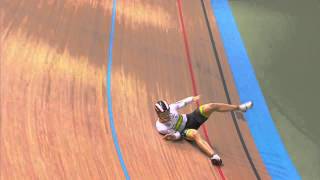 M Glaetzer Crash Mens Keirin 2nd Round Heat 2  2014 Track World Championships Cali Colombia [upl. by Gebelein]