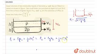 Equal volumes of two immiscible liquids of densities rho and 2 rho [upl. by Rekoob802]