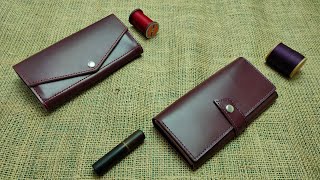 Женский кожаный кошелек своими рукамиMaking leather walletLeather wallet женскийкошелек [upl. by Cadmar985]