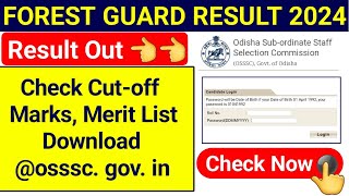 odisha forest guard result 2024  osssc forest guard result 2024  forest guard result 2024 [upl. by Mychael]