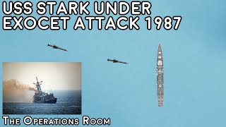 USS Stark Hit by Two Iraqi Exocet Missiles 1987  Animated [upl. by Ycnaffit285]