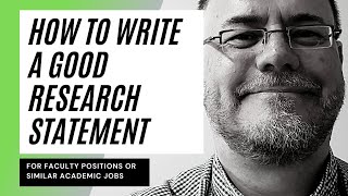 How to write a great research statement for a faculty position assistantprofessor [upl. by Anuaf]