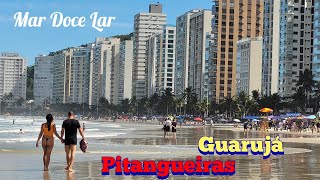 Guarujá  Praia da Pitangueiras  Olha como está a praia nesse sábado de frio e sol 4K [upl. by Esylle251]